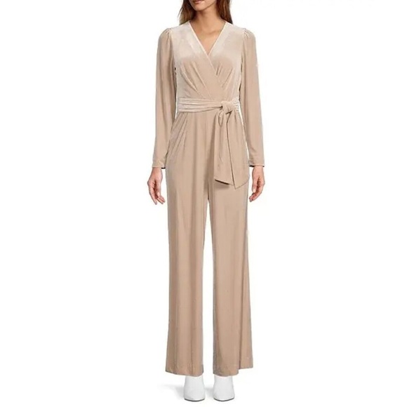 ANTONIO MELANI Pants - Antonio Melani Miranda Velvet Jumpsuit size 2 NWT V-Neck Tie Waist Wide Leg